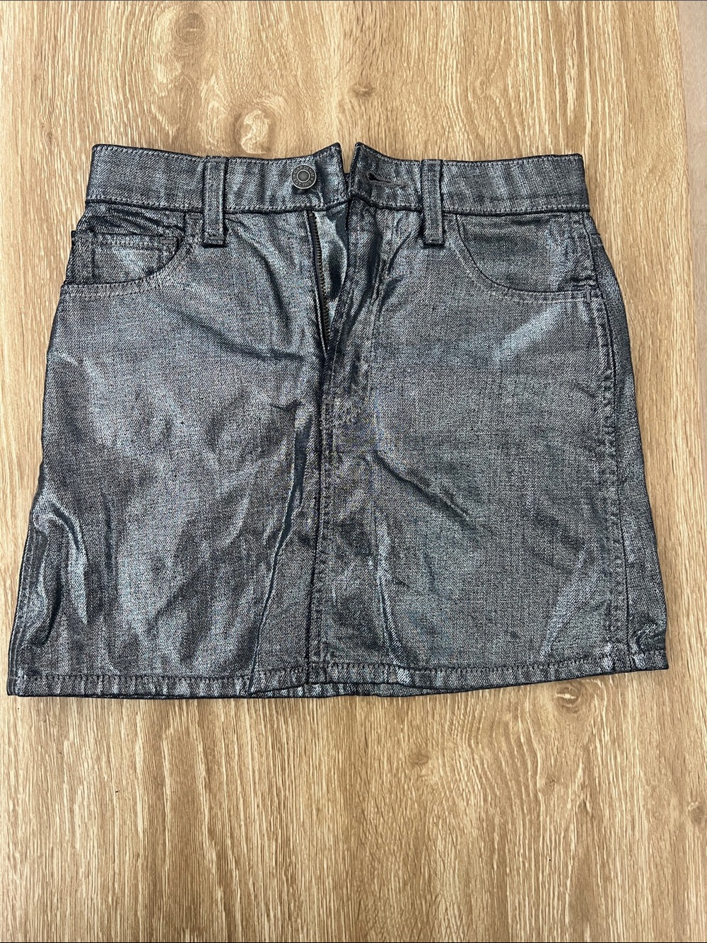 GAP Metallic Gray Kids Denim Skirt